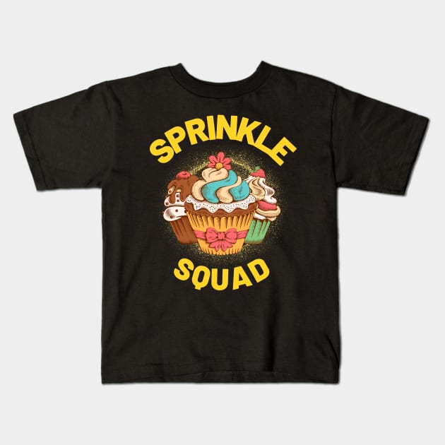 Sprinkle Squad Cool Cupcakes Lover Matching Birthday Party Kids T-Shirt by AE Desings Digital